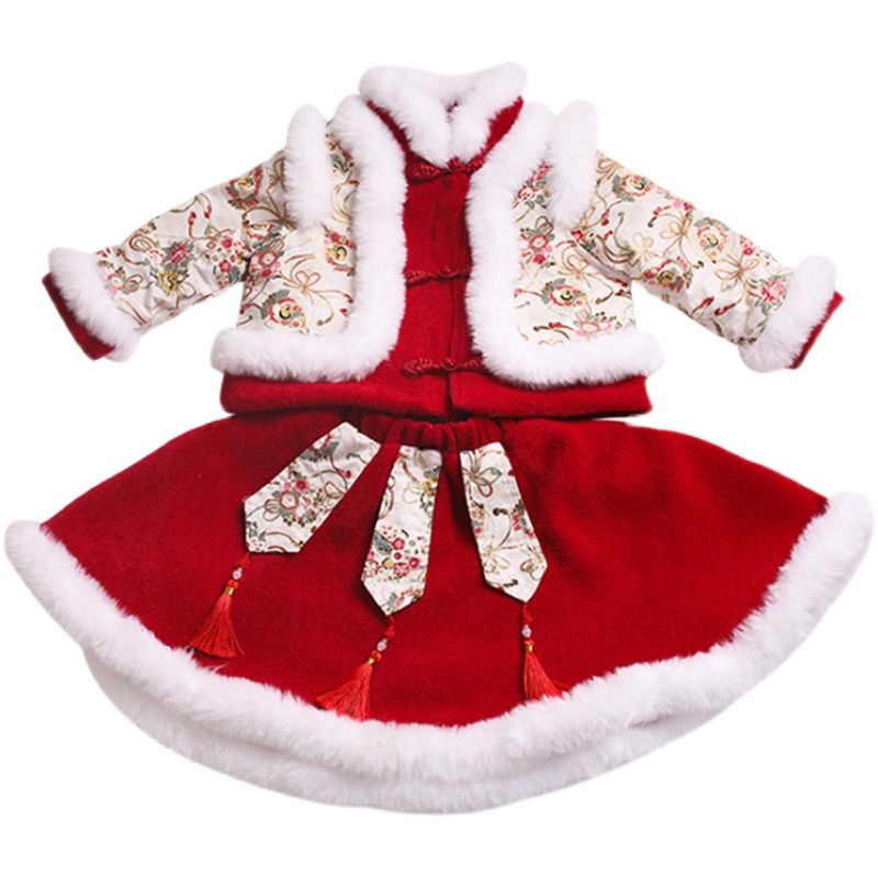 Trang phục kiểu đầm sườn xám Trung Hoa phong cách mùa đông mới cho bé gái