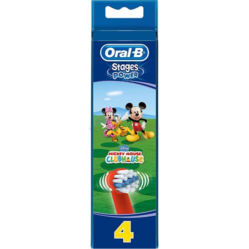 Đầu bàn chải thay thế bàn chải điện trẻ em Oral-B Disney Stages Power Mickey Mouse (Set 4 cái) - Hàng nhập khẩu