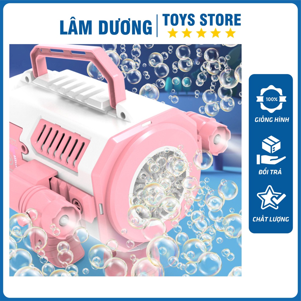 Súng Bắn Bong Bóng Xà Phòng Tự Động 12 Nòng Cỡ Lớn Có Đèn Có Nhạc Cho Bé - Súng Thổi Bong Bóng Lâm Dương Toys