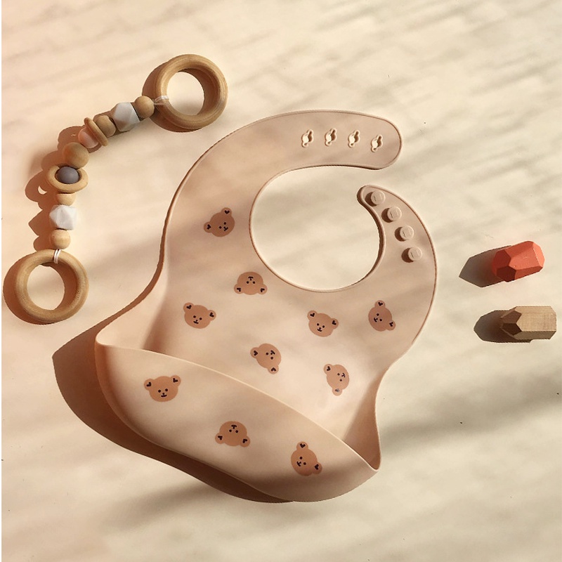 Yếm Ăn Silicone Không BPA Chống Thấm Nước Dễ Lau Chùi Cho Bé Trai Và Bé Gái