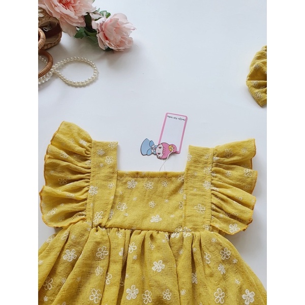 Set Cánh Tiên Trắng, Bộ Boi Hoa Thêu Chất Liệu Siêu Mát Cho Bé Sơ Sinh