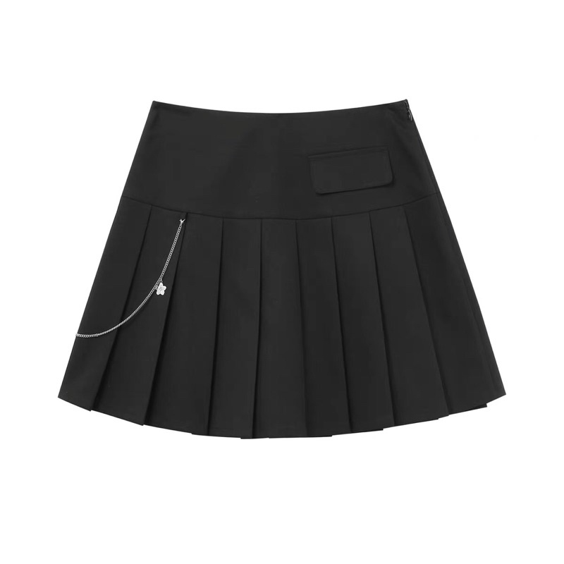 Chân váy đen xếp li Peacebird