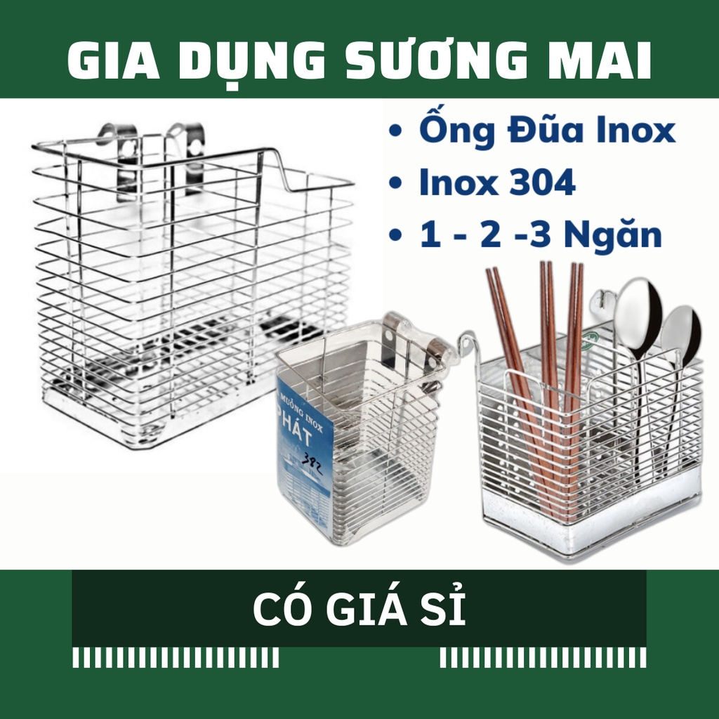 [Giá Sỉ] Ống Đũa Inox 304, Sọt Đũa Inox 1 2 3 Ngăn
