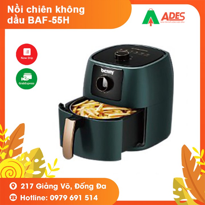 [Mã 154ELSALE2 giảm 7% đơn 300K] Nồi chiên không dầu Benny BAF-55H | 2 lớp chống chính | BẢO HÀNH 12 THÁNG