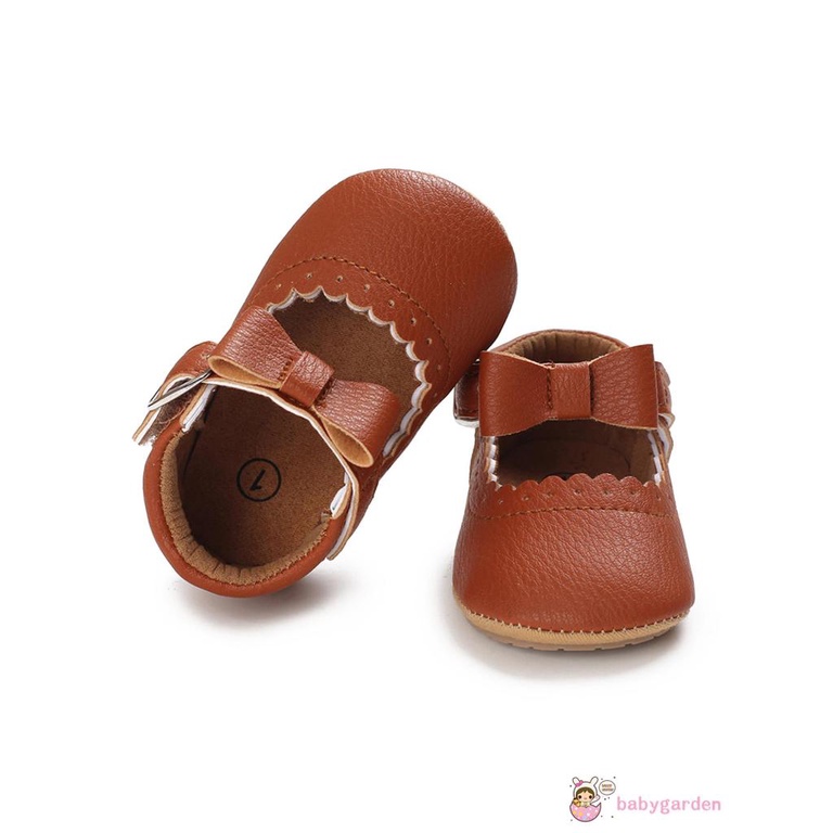 Giày Công Chúa Đế Mềm Chống Trượt Màu Trơn Trang Trí Nơ Xinh Xắn Cho Bé Gái