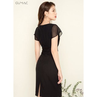 Đầm phối voan tay liền GUMAC MS05935_DEN
