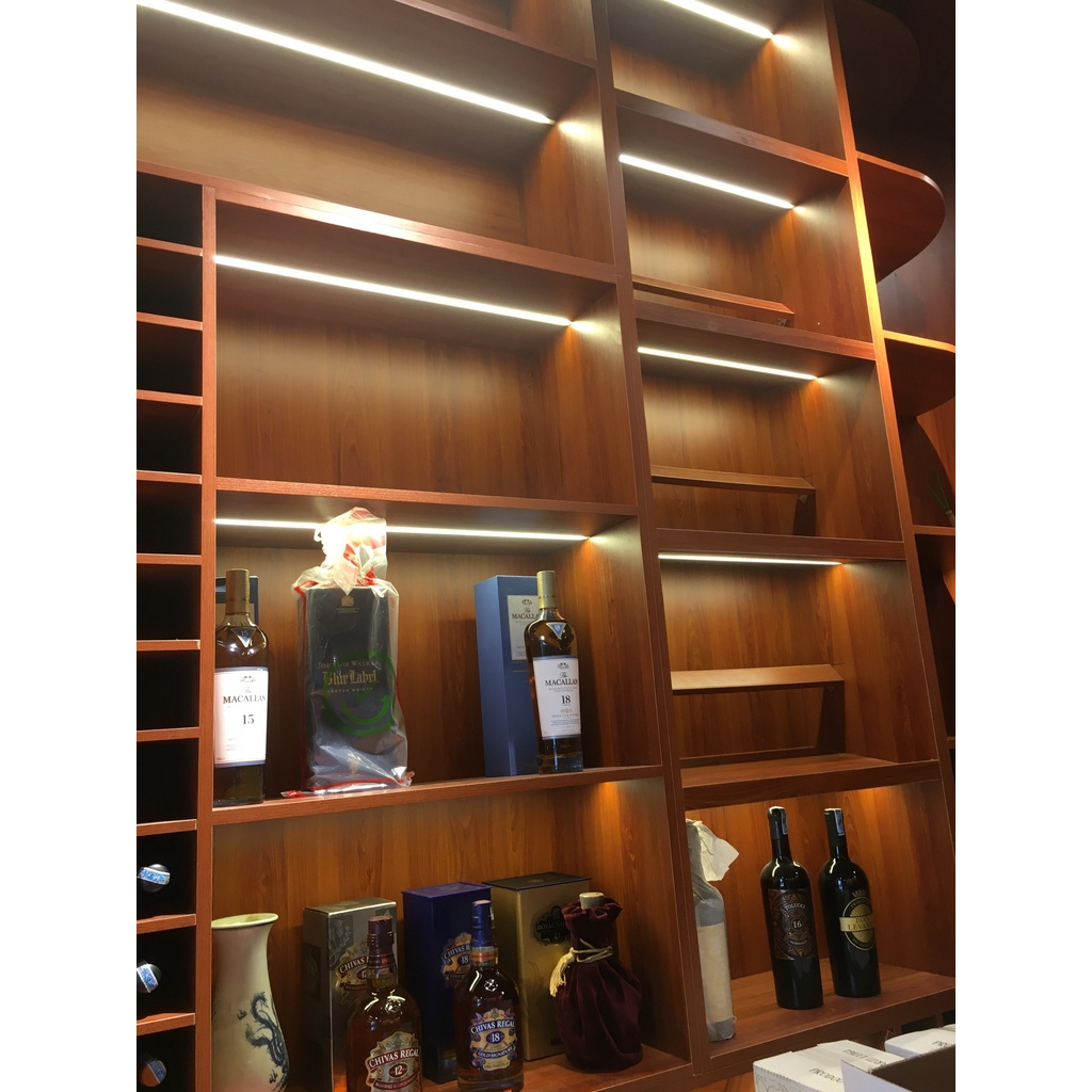 Đèn Led Tủ Rượu Tủ Trưng Bày Dùng Thanh Nhôm UT25-7 Lắp Âm Đã Có Đèn LED 10W/m 12V Kết Hợp Nguồn 12V  Bảo Hành 12 Tháng