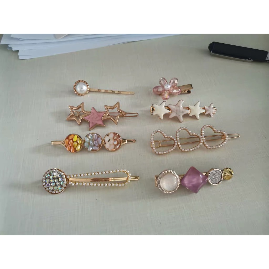 Set 8 kẹp tóc ngọc trai phong cách Hàn Quốc