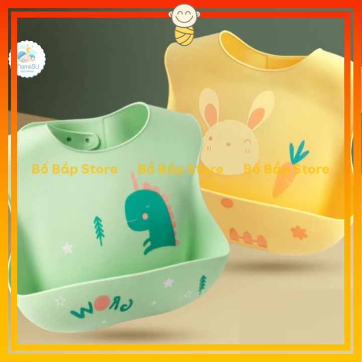 Yếm Ăn Dặm Silicon ⚡3D CHỐNG CỤP⚡ Hình Thú Đáng Yêu Chống Thấm Cao Cấp