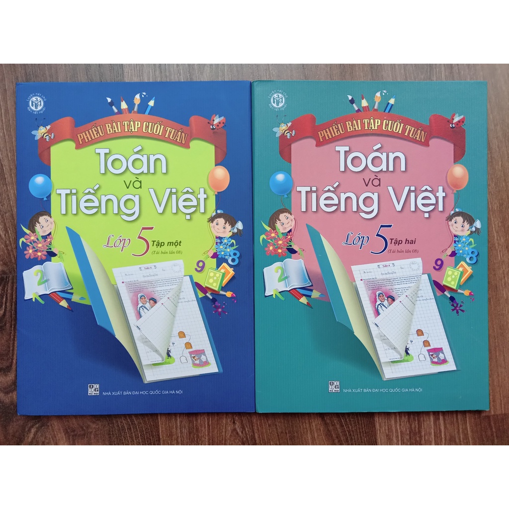 Sách - Combo Phiếu Bài Tập Cuối Tuần Toán Và Tiếng Việt Lớp 5 (2 Tập)