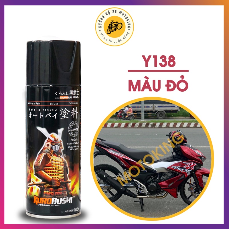 Sơn xịt Samurai màu Candy Đỏ - Y138 (cần dùng với nền màu Bạc) (400 ml)