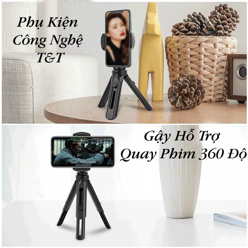 Gậy 3 Chân TRIPOD Hỗ Trợ Chụp Ảnh, Livestream Cực Tiện Lợi Xoay 360 Độ