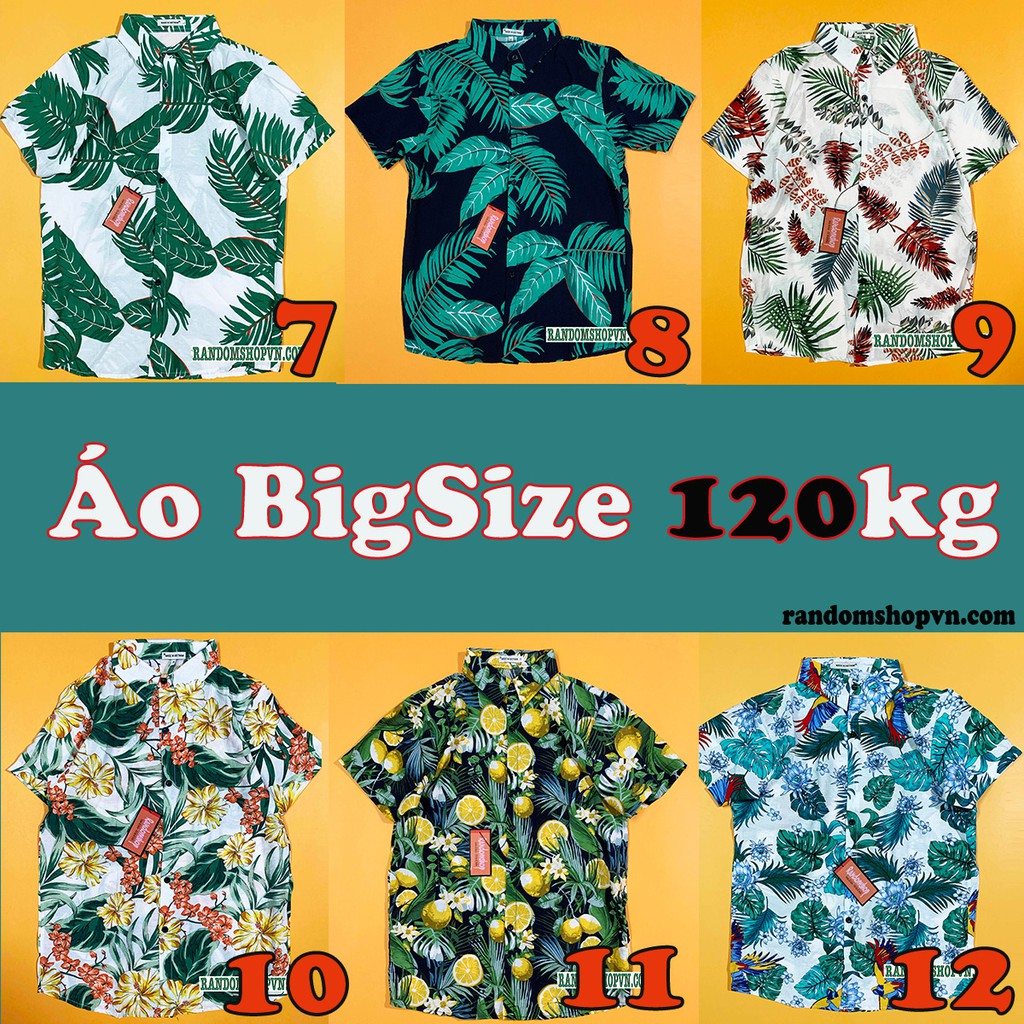 Áo sơ mi BIGSIZE đi biển họa tiết hawaii hoa lá nhiệt đới