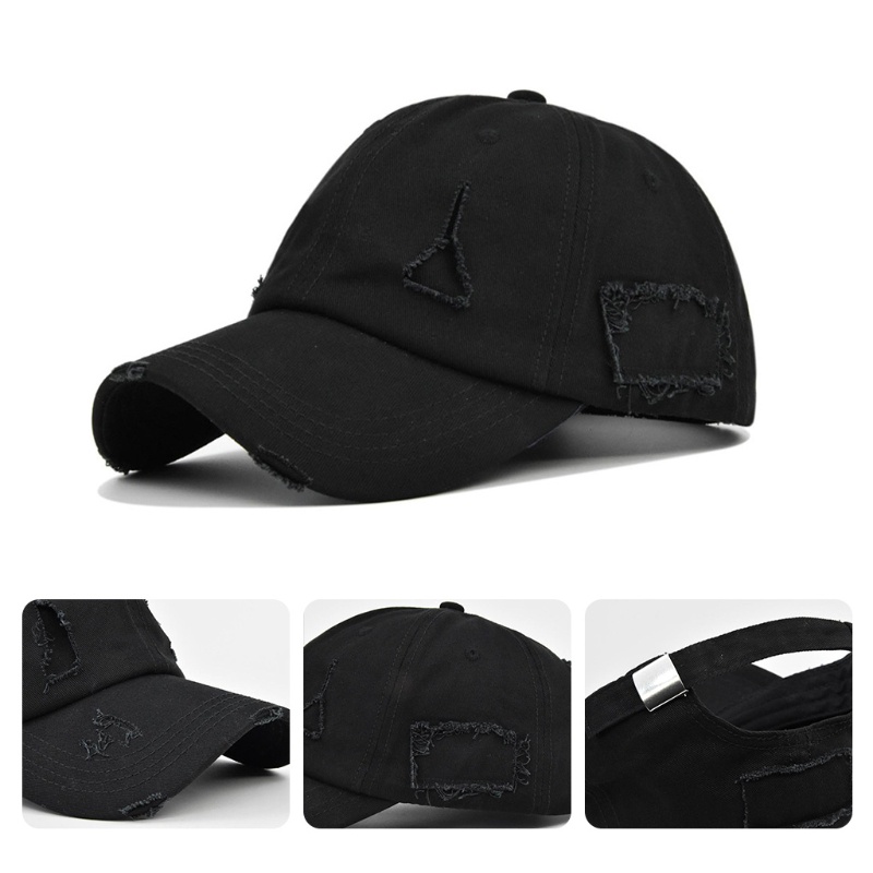 Mũ Lưỡi Trai Cotton Màu Trơn Chống Nắng Hở Chóp Thiết Kế Xẻ Rách Cho Snapba