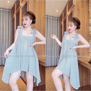 Đầm Ngủ Lụa Xốp Cột Nơ Siêu Dễ Thương