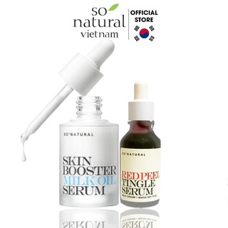 Combo Dưỡng Da Tái Tạo Làn Da Red Peel Tingle Serum 35ml Mild Skin Booster Milk Oil 30ml Serum So Natural