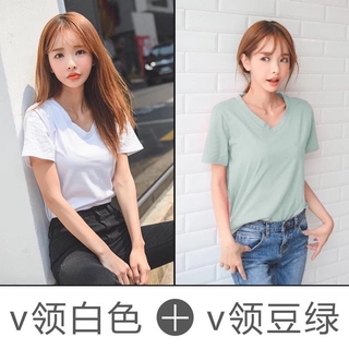 (Order) Áo phông cổ tim trơn cotton