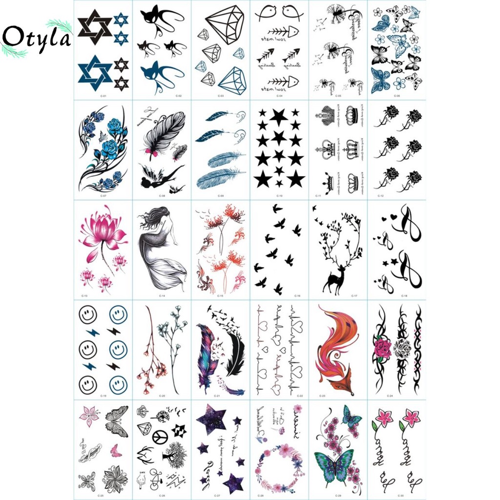 138 Hình Xăm Dán Tatoo Tha Thu Ngôi Sao Cáo Nhịp Tim Vương Miện Hoa Kim Cương Bướm Bỉ Ngạn Cho Nam Otyla