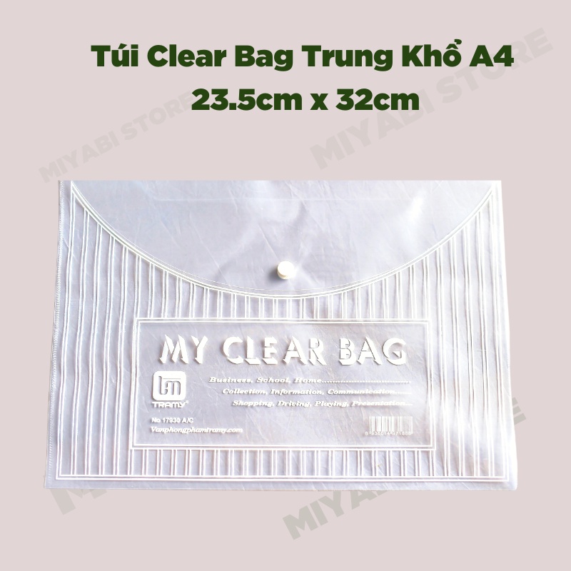 Bìa đựng tài liệu văn phòng phẩm giá sỉ A4 my clear bag  trong suốt - Túi đựng tài liệu giấy a4 - MIYABI