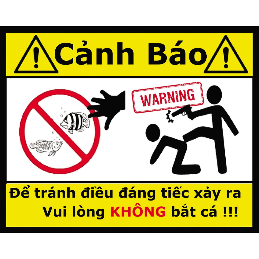 Logo cảnh báo vui nhộn dán bể cá cảnh , có keo sẵn , nhiều mẫu mã