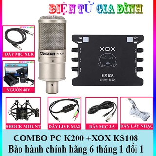COMBO THU ÂM MICRO TAKSTAR PC K200 SOUND CARD XOX KS108  DÂY LIVE STREAM MA2