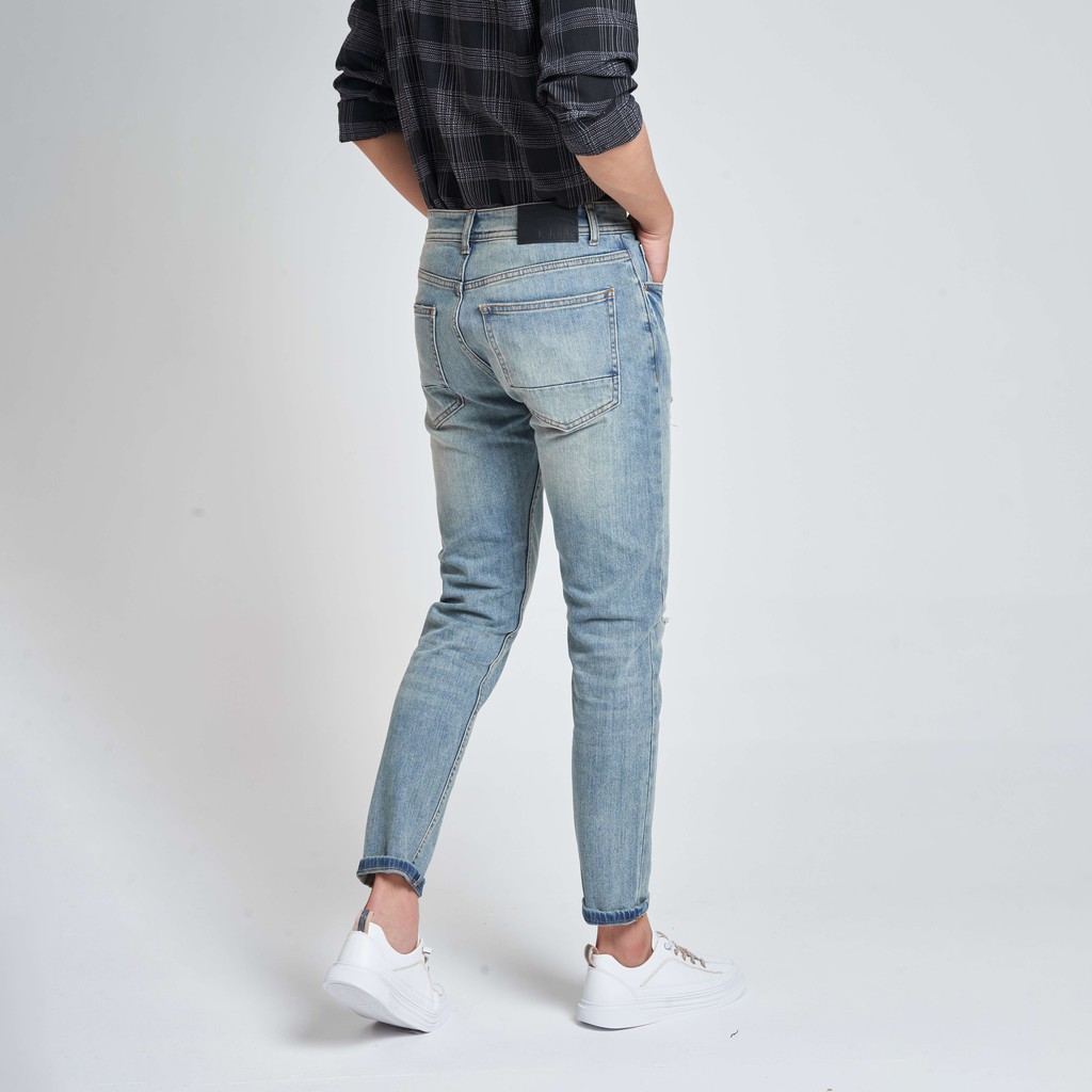 Quần Jean Nam Đẹp Chất Bò Local Brand KRIK Dáng Slimfit Màu Xanh Rách Xước QJ1003 | BigBuy360 - bigbuy360.vn