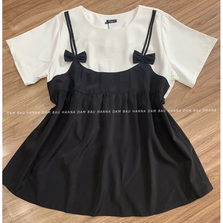 [SIZE 60-100KG] Áo bầu giả yếm big size dễ thương cho mẹ trẻ có size 100kg áo mềm mát không nhăn vải cao cấp