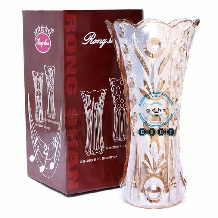 lọ bình hoa thủy tinh nhũ vàng cao cấp 30cm