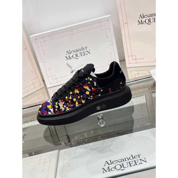 Giày thể thao nam và nữ thương hiệu Alexander McQueen da thật cao cấp thêu hoa