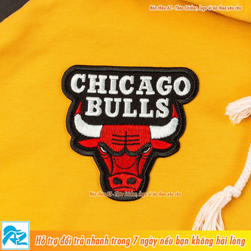 Sticker ủi thêu logo hình Bull Chicago (lớn) - Patch ủi quần áo balo S77