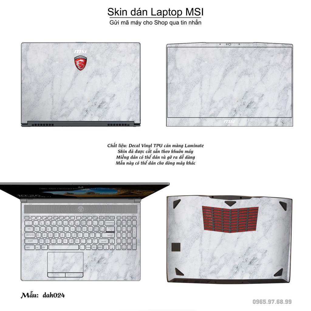 Skin dán Laptop MSI in hình vân đá (inbox mã máy cho Shop)