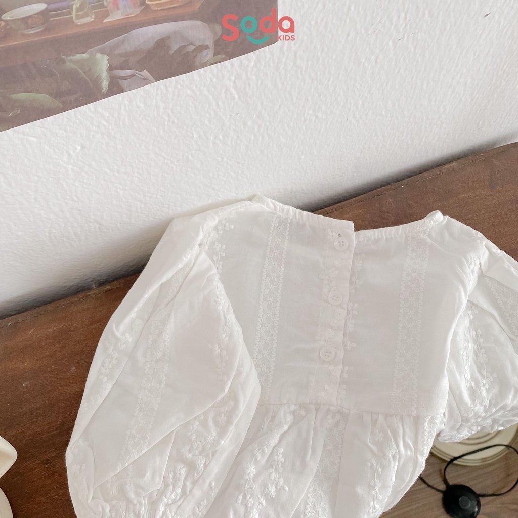 Body cho bé gái SODA KIDS tặng kèm mũ ren trắng, chất liệu thô mềm, mỏng, mát