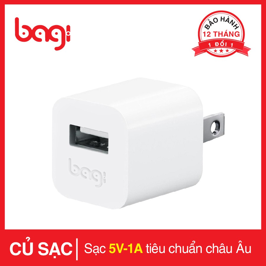 [BAGI] CỦ SẠC BAGI VUÔNG 5V – 1A CE–I51 MÀU TRẮNG - HÀNG CHÍNH HÃNG