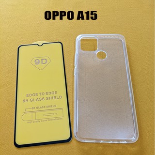 Bộ ốp lưng dẻo trong suốt kính cường lực phủ màn Oppo A15