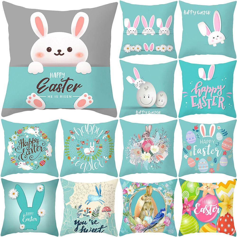 Vỏ Gối Vuông 45 * 45Cm Họa Tiết Thỏ Đáng Yêu