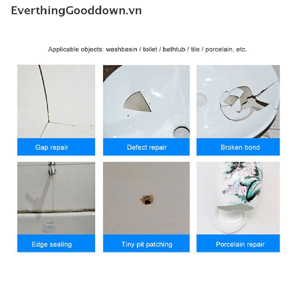 Everthinggood Bộ Miếng Dán Sửa Chữa Sàn Nhà Tắm Bằng Sợi Thủy Tinh Gốm Sứ vn