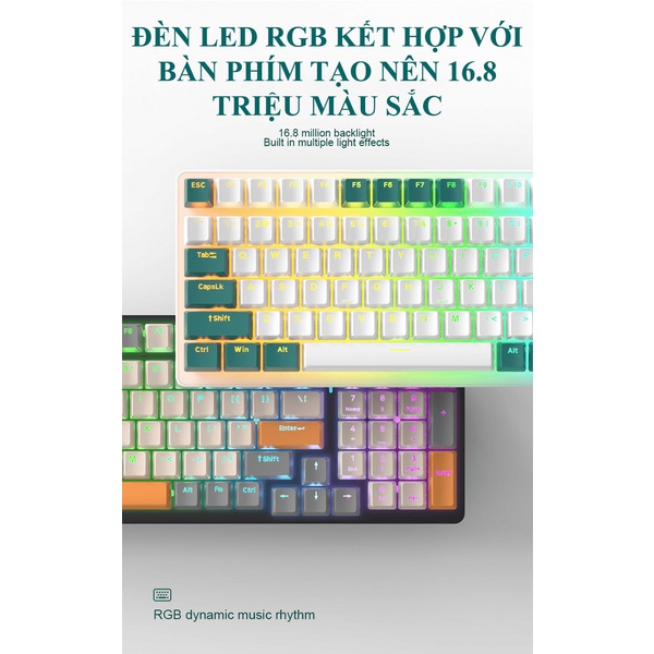 Bàn Phím Cơ Cao Cấp K3 Red Switch Nhiều Chế Độ Led Cực Đẹp, Trục Cơ Học Dùng Cho Máy Tính, Laptop