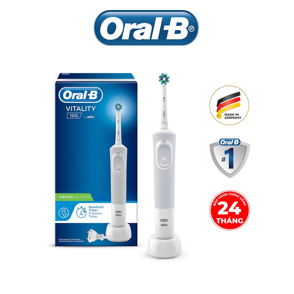 Bàn chải đánh răng điện Oral-B Vitality 100 CrossAction White D100.413.1