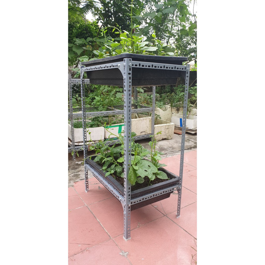 Kệ sắt trồng rau thông minh 1 tầng dùng cho 2 khay trồng rau kích cỡ 68x43x15 cm