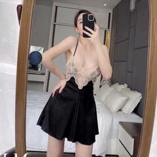 Váy ngủ lụa 2s cúc bọc cao cấp , váy dáng xòe nhẹ siêu hách dáng