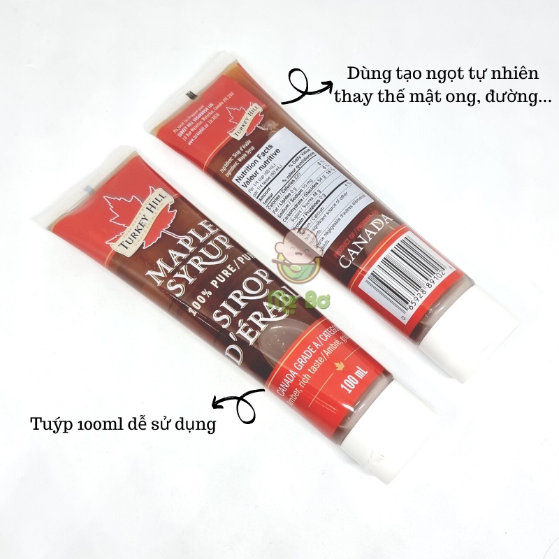 Siro lá phong (maple sirup) hữu cơ Turkey Hill tuýp 100ml