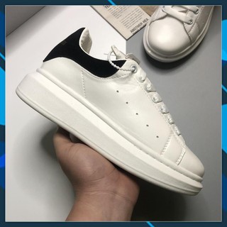 Giày McQueen, Giày MCQ Màu Trắng Gót Nhung Đen, Da Nhân Tạo Cao Cấp, Tăng 5 Cm Full Size Nam Nữ | MCGDN001