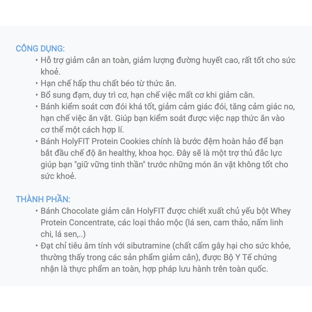 2 Hộp Bánh Giảm Cân HolyFIT Chống & Giảm Thèm Ăn - Kiểm Soát Cân Nặng, Giảm Mỡ, Bổ Sung Đạm Vị Chocolate- Matcha
