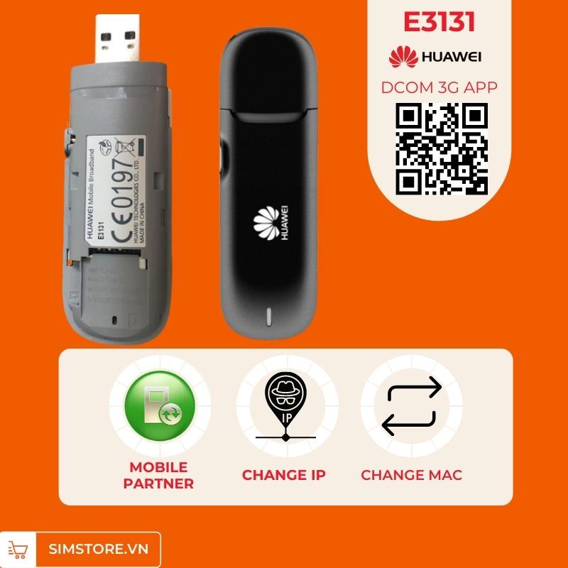 Usb Dcom 3G Huawei E3131 , dcom đổi ip đổi MAC, bản stick và hilink