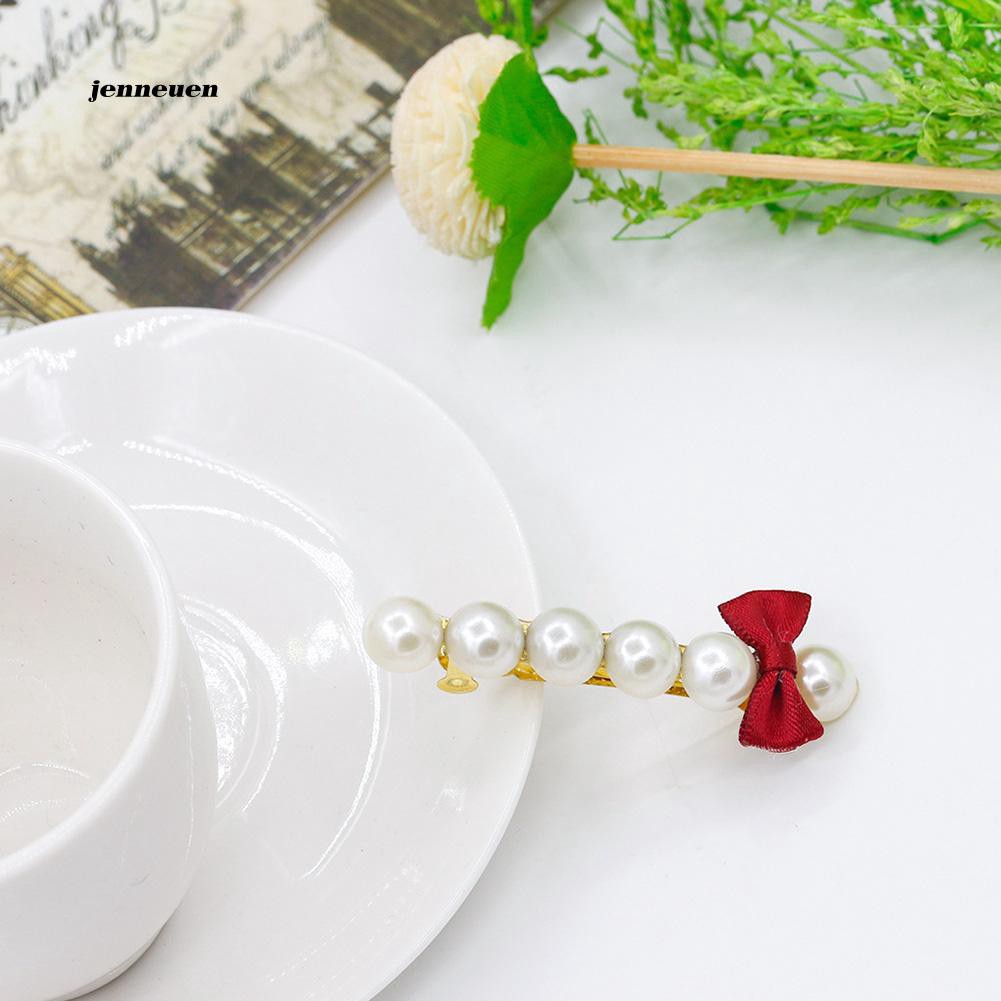 Kẹp tóc nơ đính ngọc trai thời trang