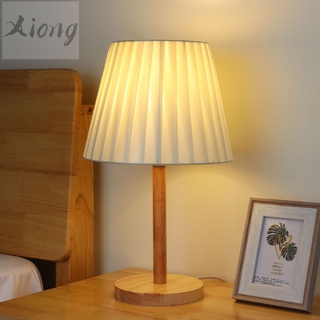 Đèn Ngủ Để Bàn Thân Gỗ Sang Chảnh, Chao Đèn Vải Xếp Ly Style Hàn Quốc - Winsum.decor