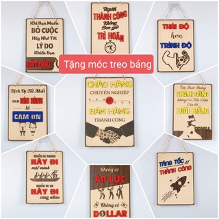 Bảng gỗ decor TRANH CỔ ĐỘNG trang trí nhà cửa Phòng làm việc (Tặng kèm móc treo)