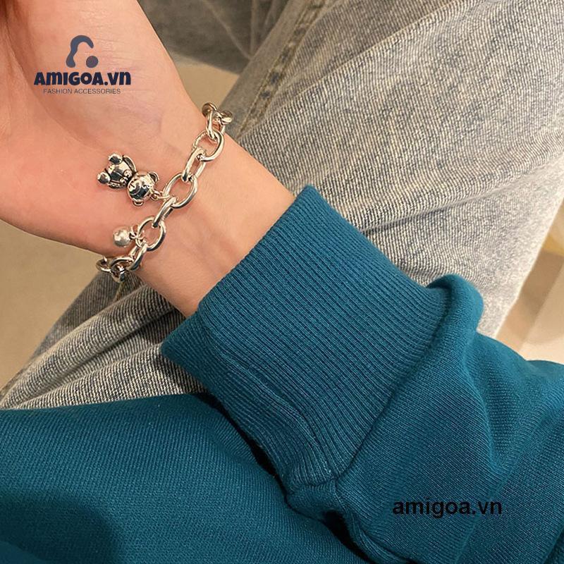 ✨✨Vòng Tay Kim Loại Mặt Hình Chú Gấu Dễ Thương Dành Cho Nữ