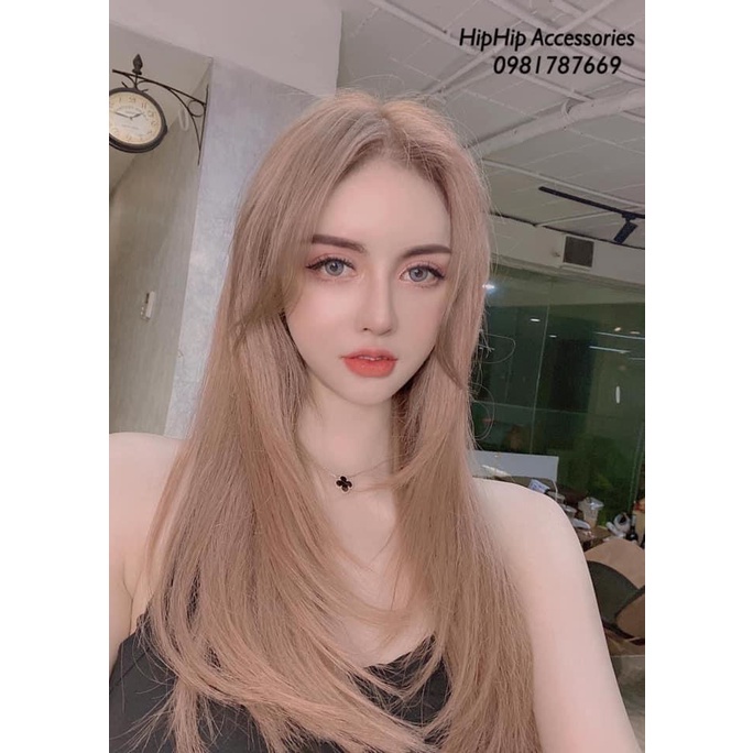 Sét trang sức titan cỏ bốn lá, bộ nữ trang titan tiểu thư, phụ kiện trang sức Hari korea accessories