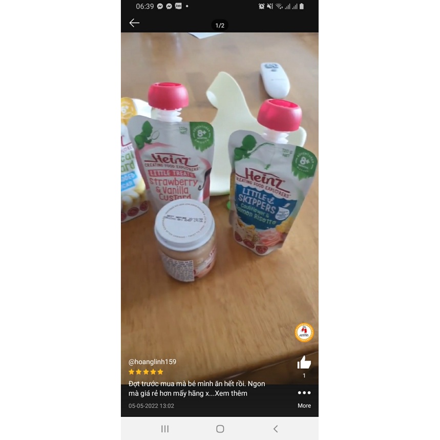 Túi Gạo Lứt, Súp Lơ &amp; Cá Hồi Heinz (120G) 8+ (Date 26/08/2023)